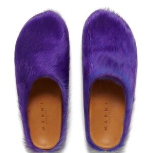 Marni Vibrant Purple Fur Mules